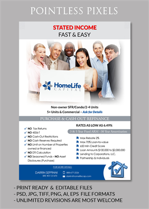 HomeLife Capital Needs a Stated Income Flyer | Flyer Design by Pointless Pixels India