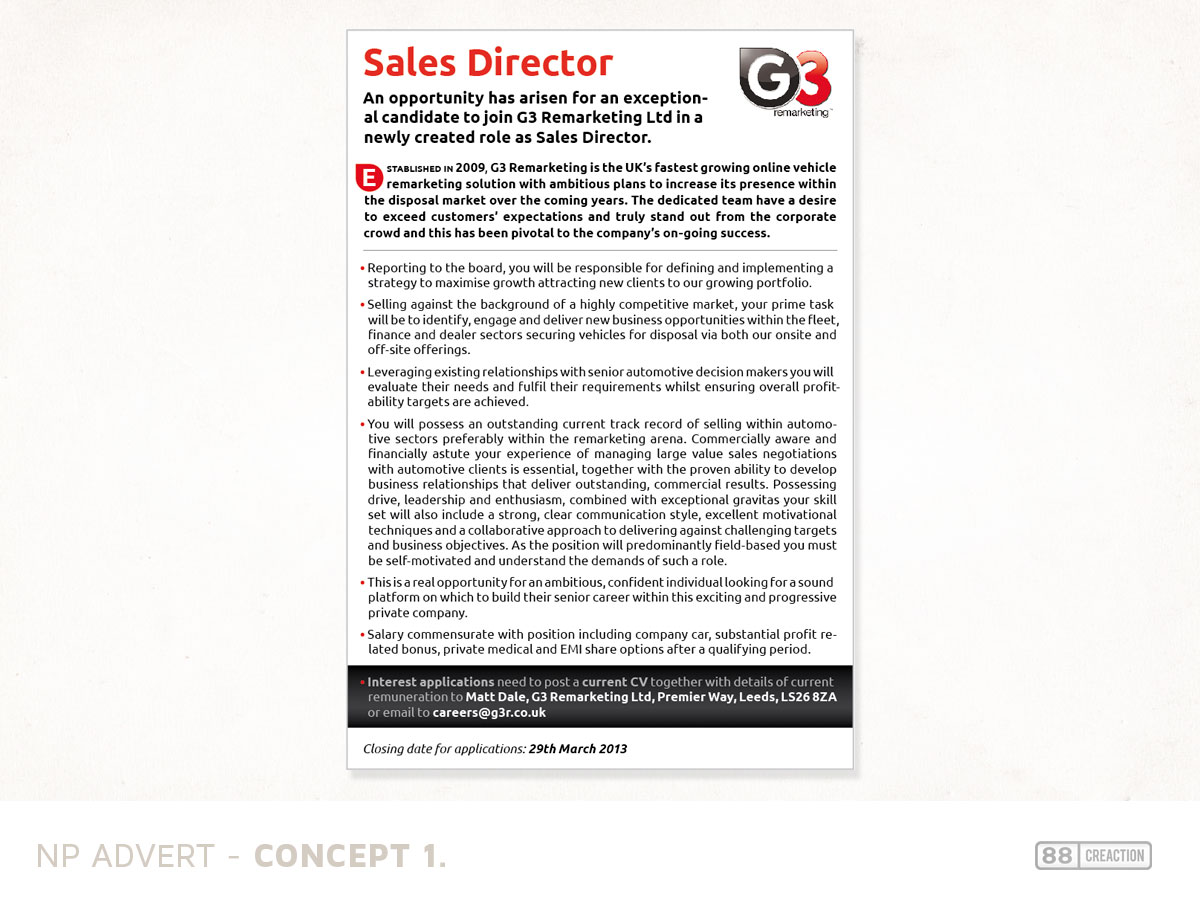 Diseño de Anuncio de Prensa por 88 creaction para G3 Remarketing | Diseño #1462440
