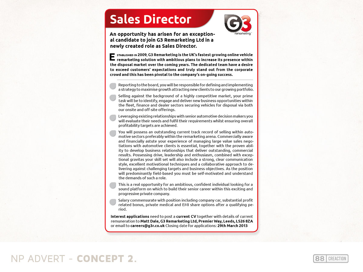 Newspaper Ad Design by 88 creaction for G3 Remarketing | Design #1462478