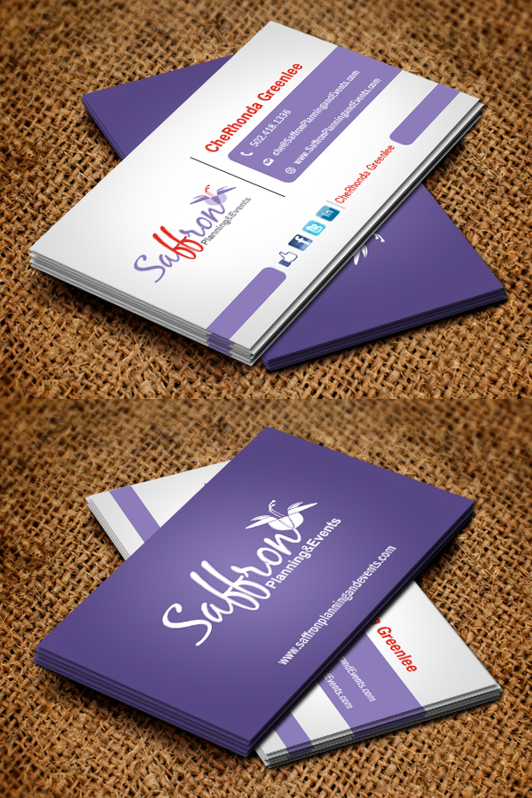 Diseño de Tarjeta de Presentación por Owaisias para Saffron Planning & Events | Diseño #1463818
