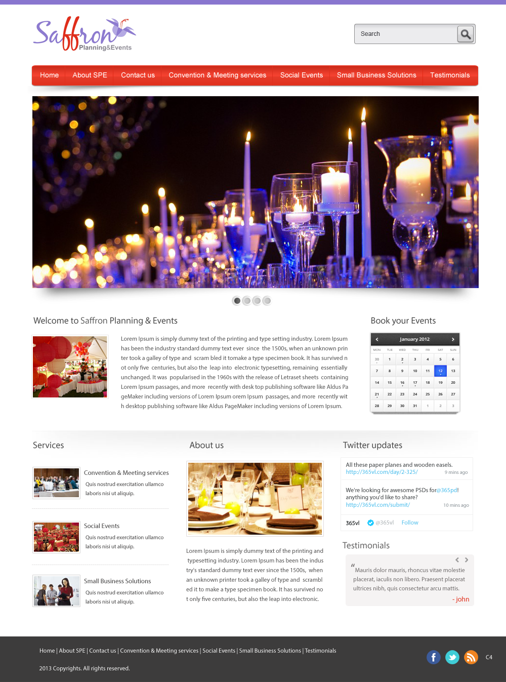 Wordpress Design by pb for Saffron Planning & Events | Design #1748334