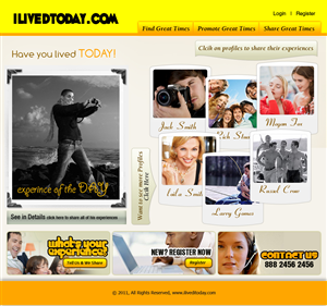 Homepage for experience sharing site- interesting, fun and personable! | Diseño Web por Expert Designer