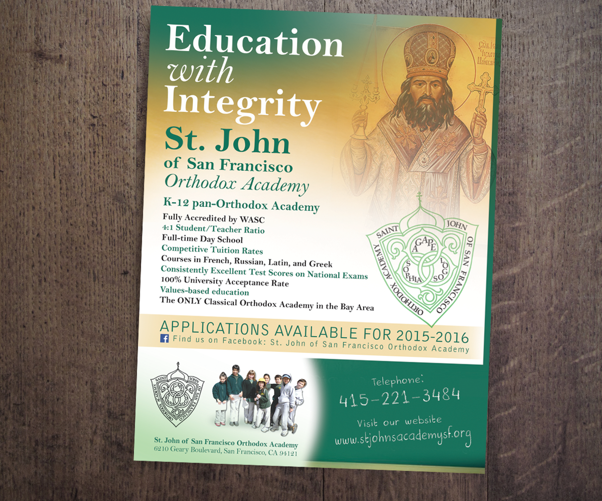 Flyer Design by see why for St. John of SF Orthodox Academy | Design #5332404