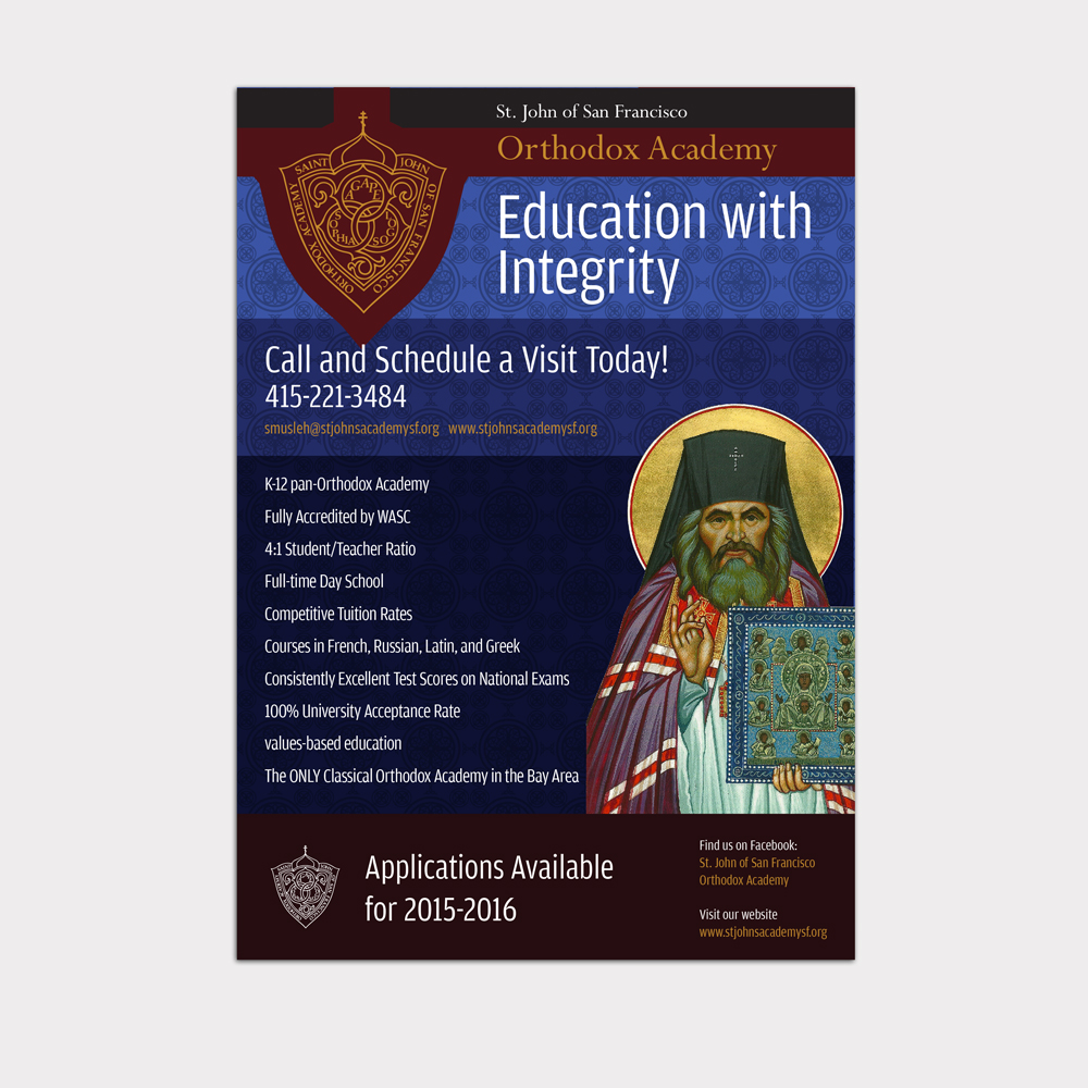 Flyer Design by FOX for St. John of SF Orthodox Academy | Design #5276251