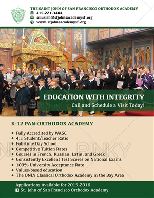 Advertising K-12 St. John of SF Classical Orthodox Academy | Diseño de Flyer por Pinky 