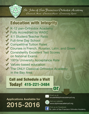 Flyer Design by ajadinomar for St. John of SF Orthodox Academy | Design #5267001