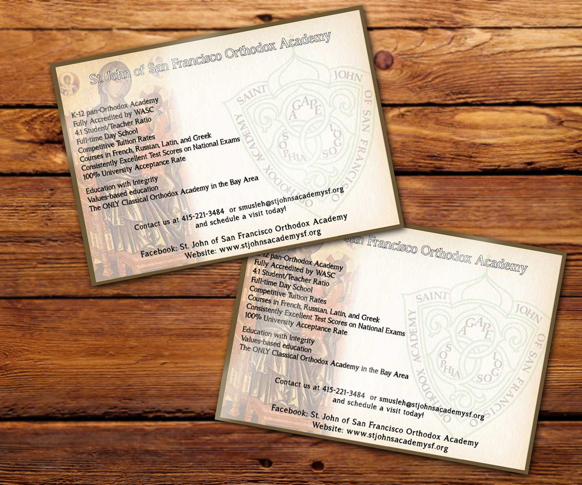 Design de Flyer par JessicaLow pour St. John of SF Orthodox Academy | Design #5267774