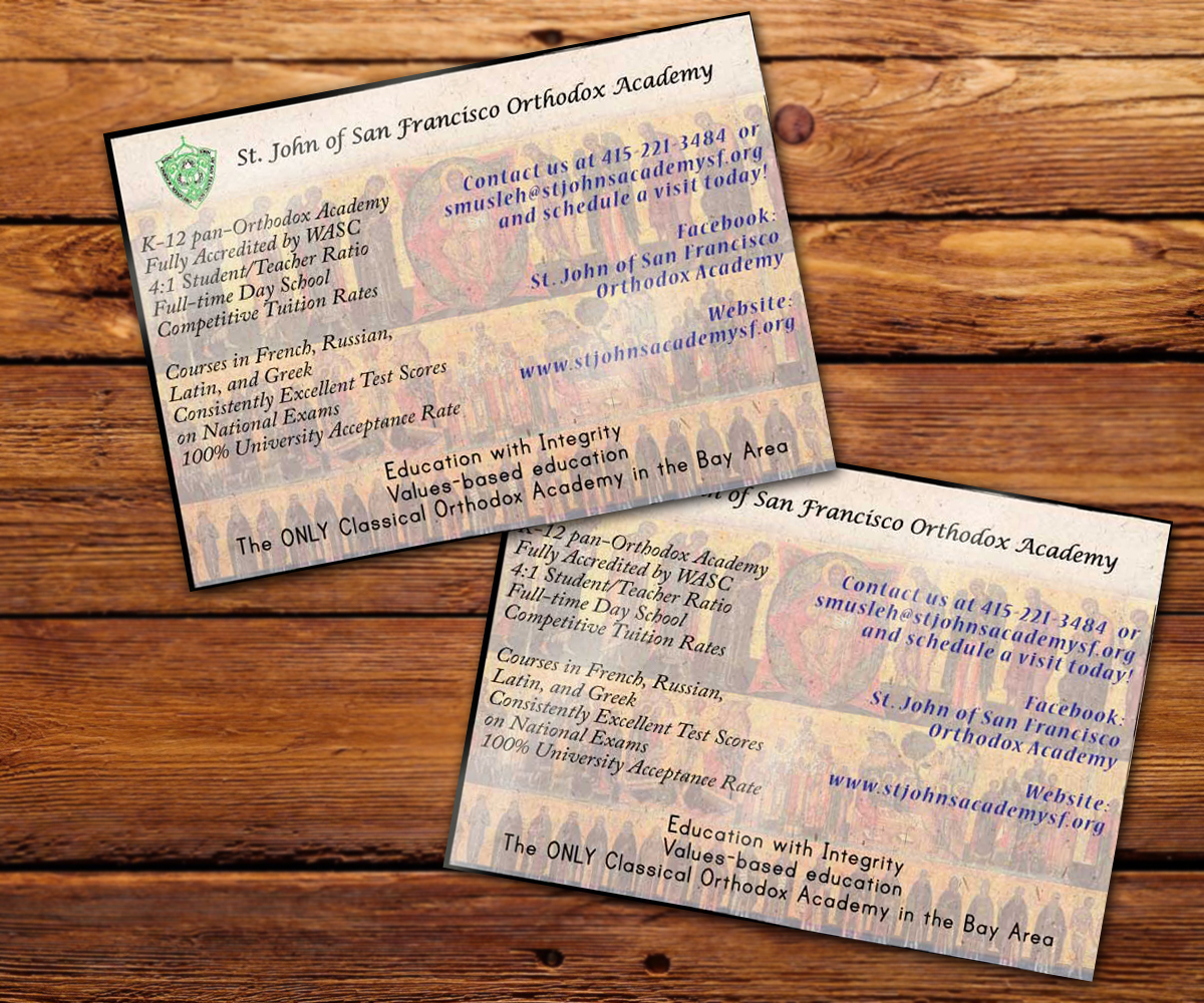 Diseño de Flyer por JessicaLow para St. John of SF Orthodox Academy | Diseño #5273587