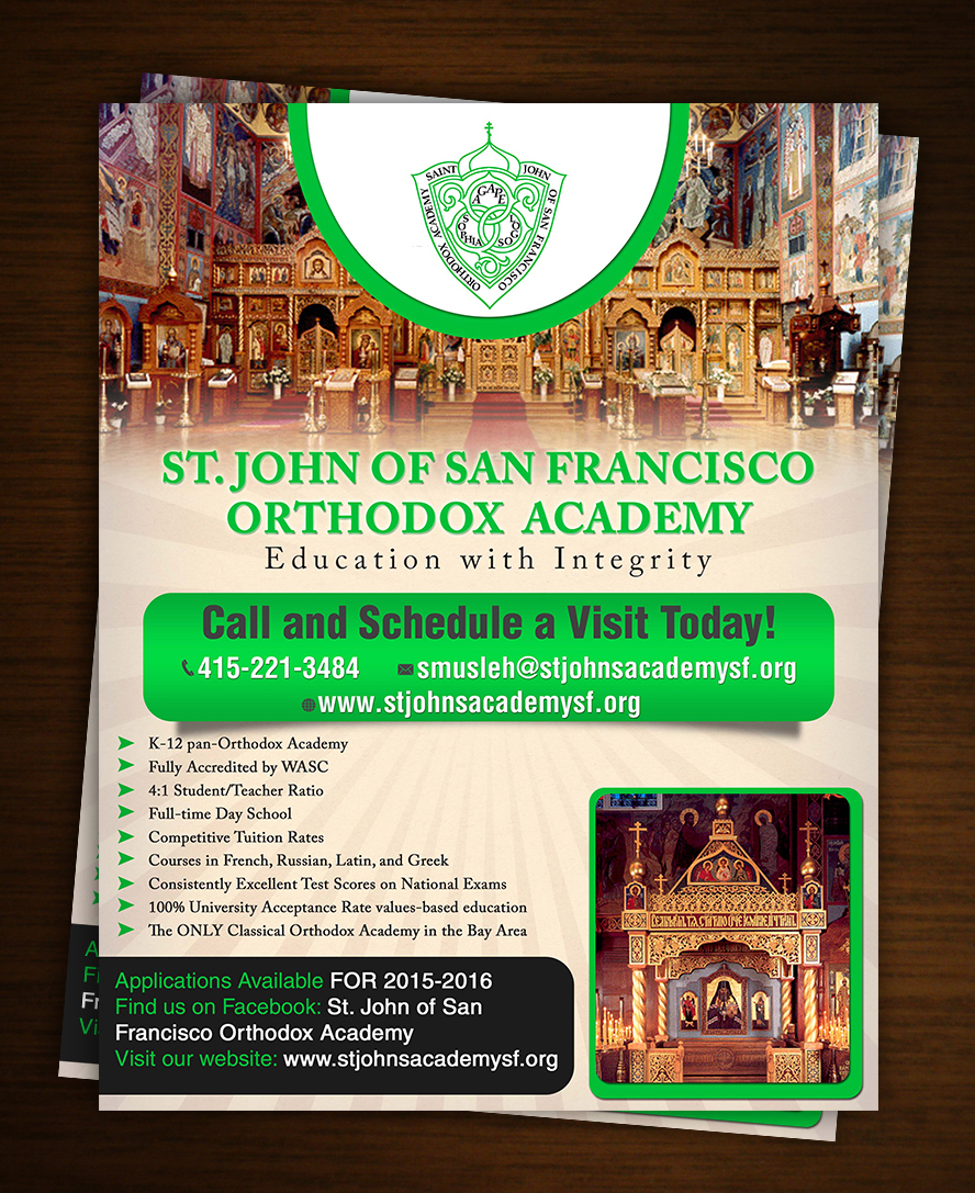 Flyer Design by ESolz Technologies for St. John of SF Orthodox Academy | Design #5267458