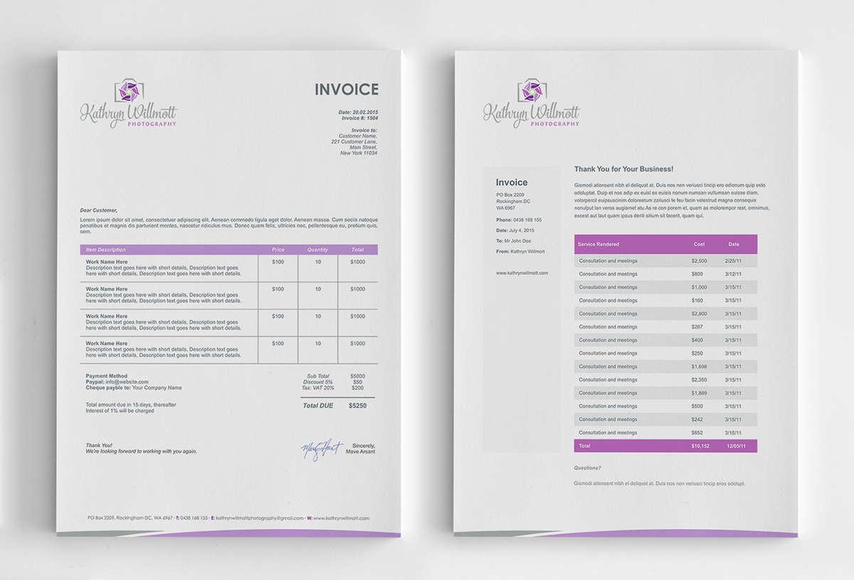 Graphic Design by logodentity for Kathryn Willmott Photography | Design #5323037