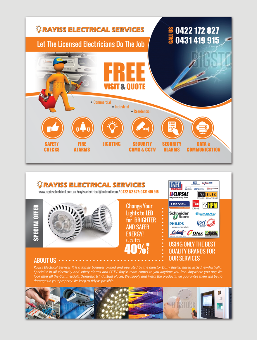 Professional, Bold, Electrician Flyer Design for a Company by Adylhere