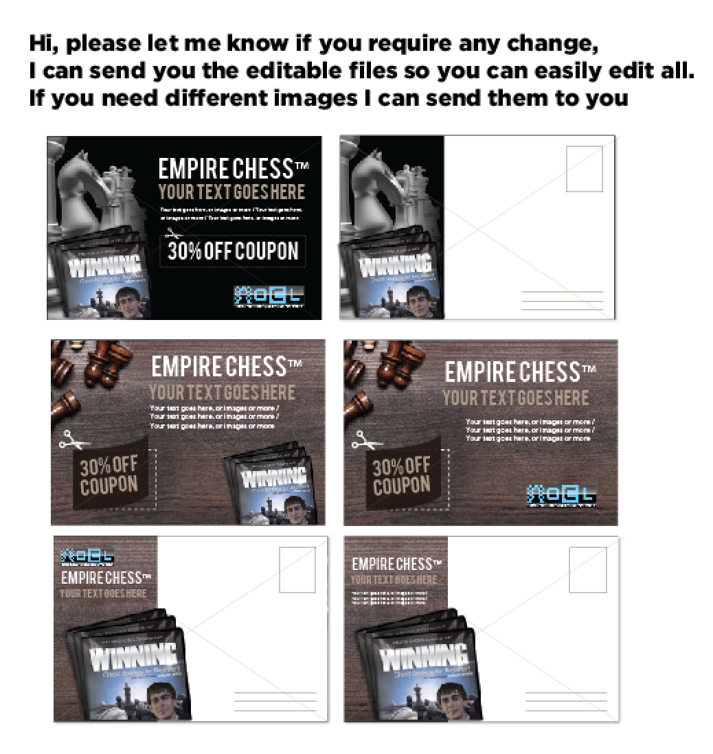 Diseño de Postal por DC Studio Design para OnlineChessLessons LLC | Diseño: #5321516