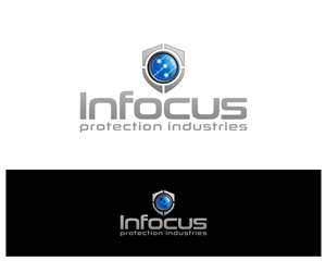 'Infocus' main text, 'Protection Industries' sub text | Logo Design by lucrative