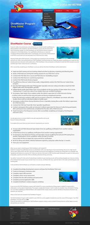 New website for Scuba Diving School ‘ScubaH2o’ in Dublin, Ireland | Web Design by OM