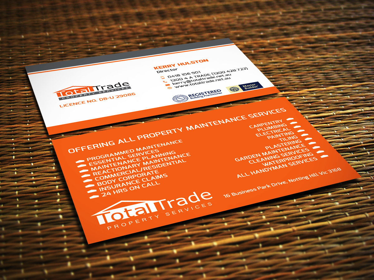 elegant playful property maintenance business card design for a