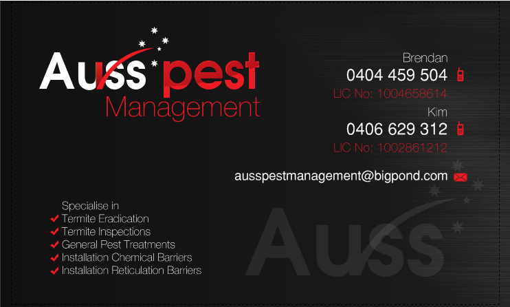 Business Card Design by Tahneit Khan for Auss Pest Management | Design #5344513
