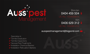 Business Card Design by Tahneit Khan for Auss Pest Management | Design: #5356295