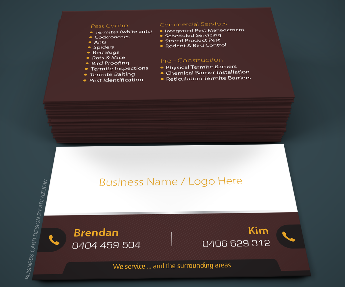 Business Card Design by adiazudin for Auss Pest Management | Design #5273428