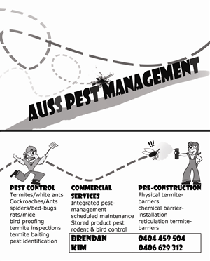 Business Card Design by BobL for Auss Pest Management | Design #5274567