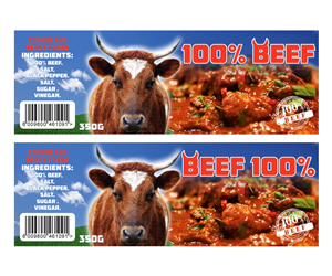 Beef 100 %  Cooked Ready to Eat in a Metal Can | Graphic Design by Gintale