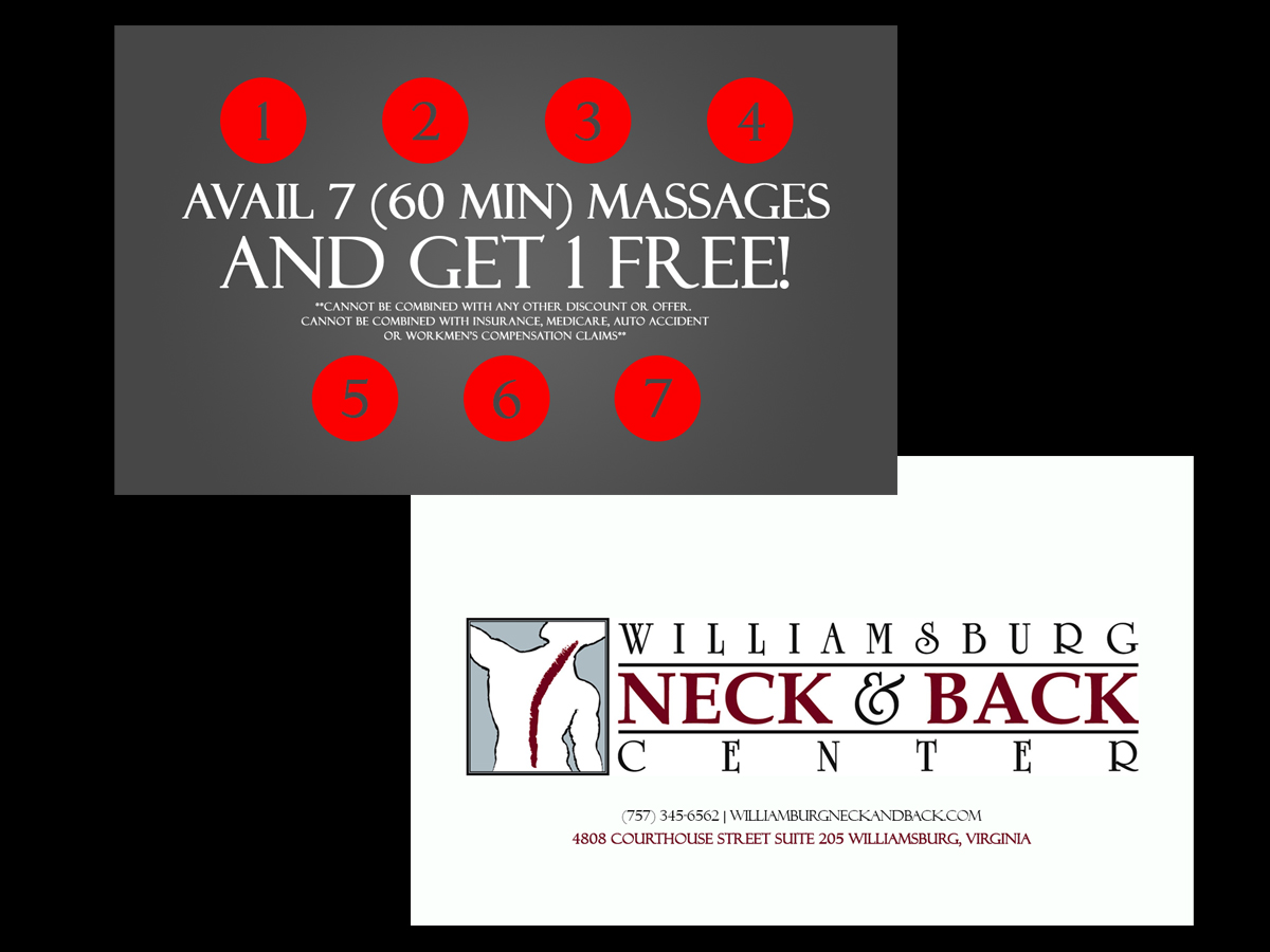 Card Design by Juuri for Williamsburg Neck and Back Center | Design #5306625