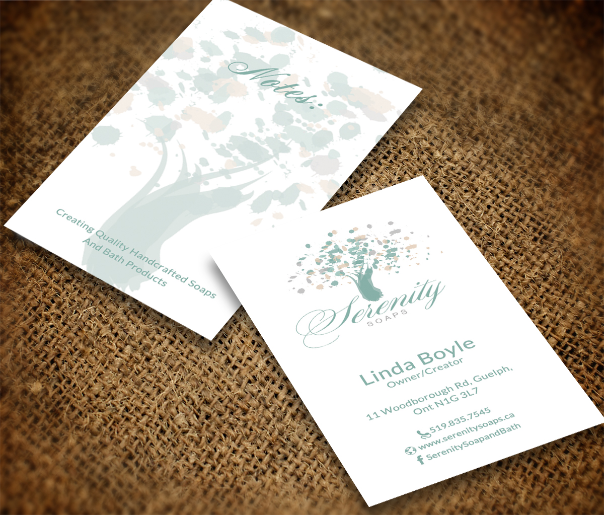 Business Card Design by Sarah Haroon for Serenity Soaps | Design #5286334