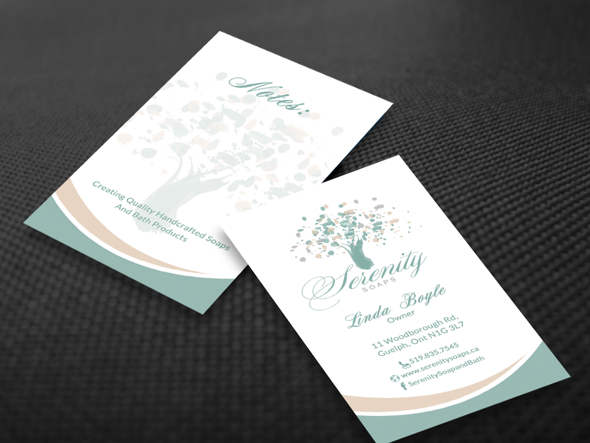Business Card Design by Sarah Haroon for Serenity Soaps | Design #5293449