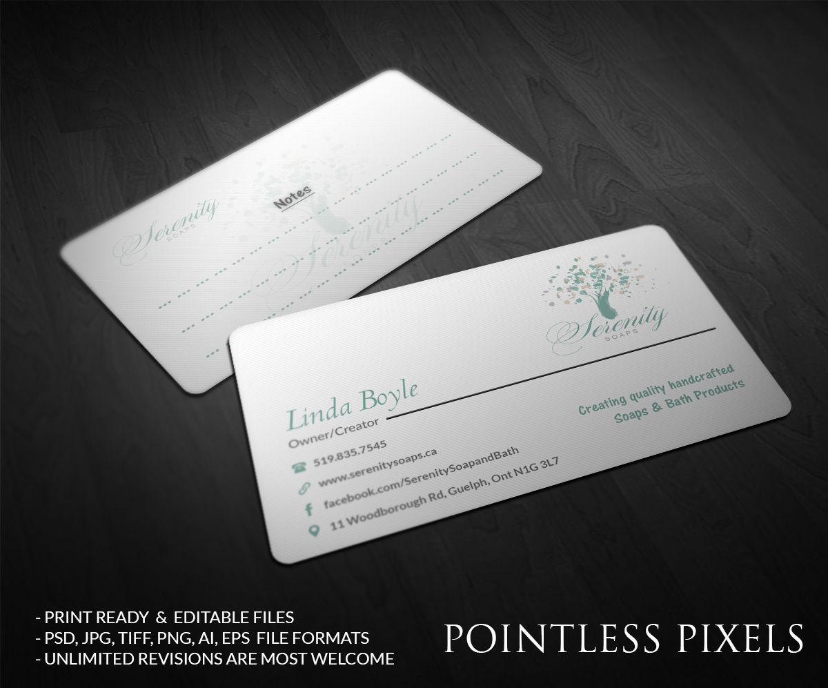 Diseño de Tarjeta de Presentación por Pointless Pixels India para Serenity Soaps | Diseño #5284277