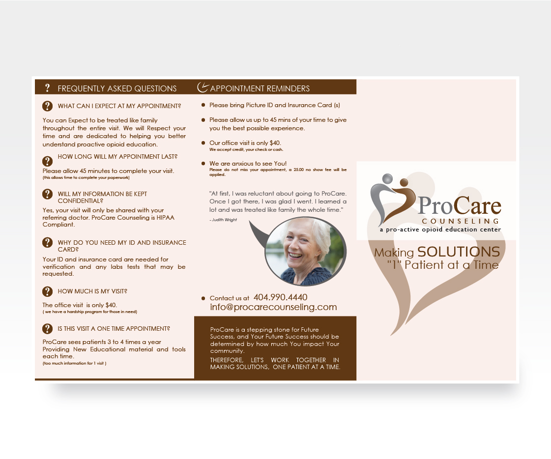 Brochure Design by Blessing Design for Pro Care Counseling | Design #5300643