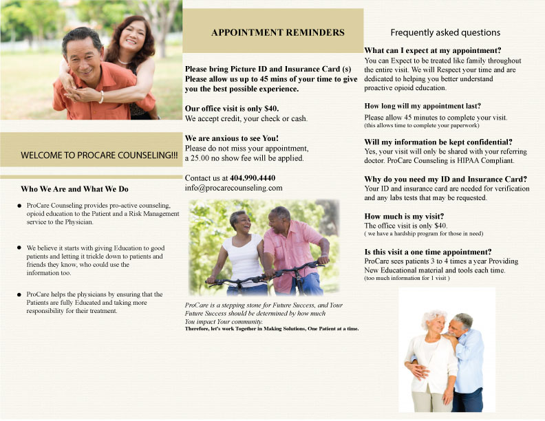 Brochure Design by Mchildress123 for Pro Care Counseling | Design #5297453