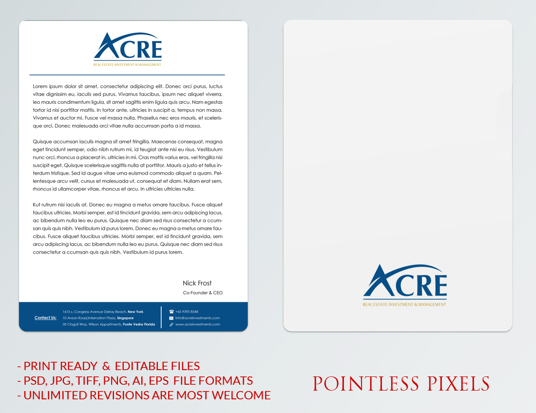Letterhead Design by Pointless Pixels India for this project | Design #5293958