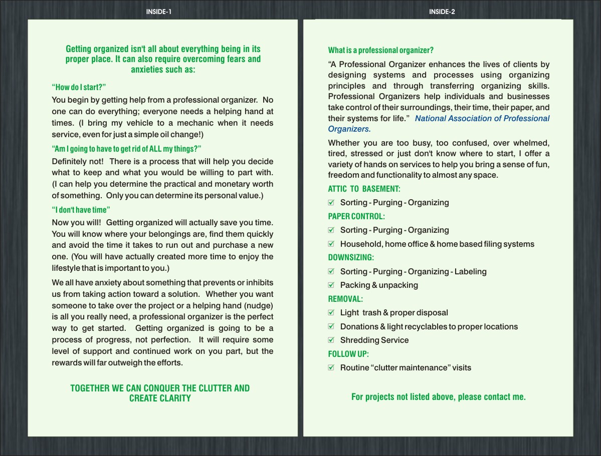 Brochure Design by Poonam Gupta for Cluttered to Clarity | Design: #5342212