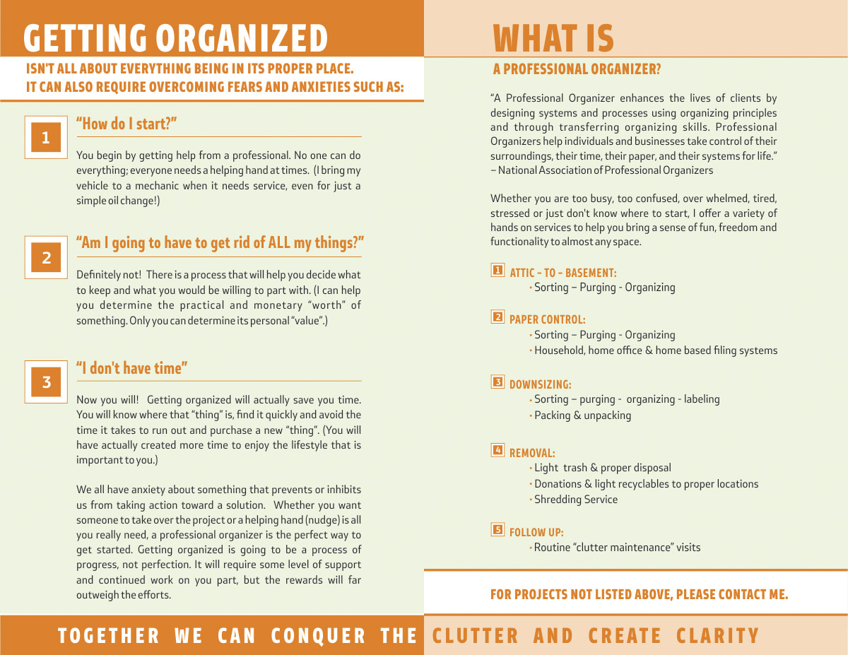Brochure Design by dejan_dzamtovski for Cluttered to Clarity | Design #5335122