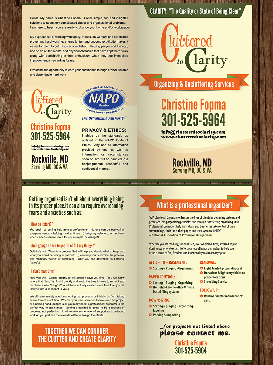 Brochure Design by rex-designs for Cluttered to Clarity | Design #5319220