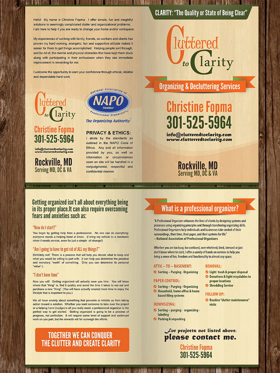 Brochure Design by rex-designs for Cluttered to Clarity | Design #5319311