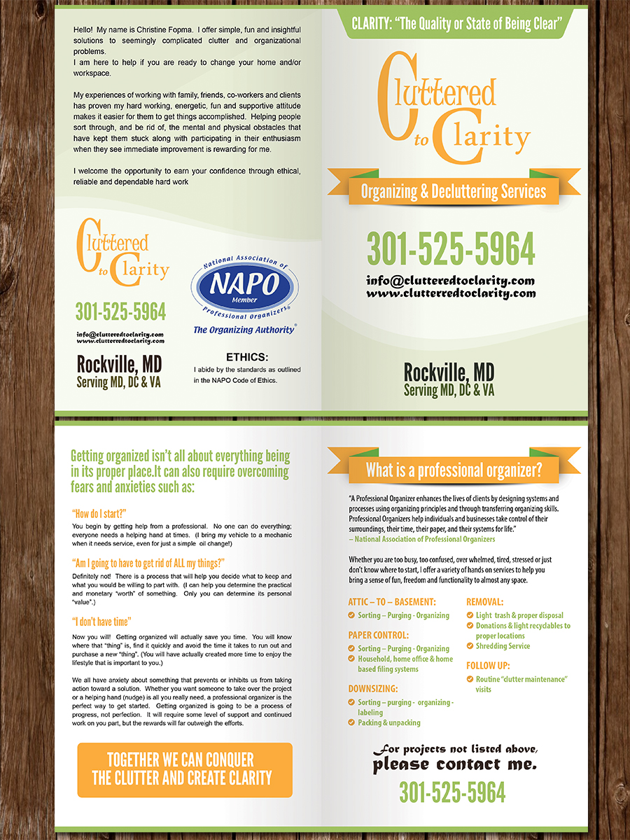 Brochure Design by rex-designs for Cluttered to Clarity | Design #5320097