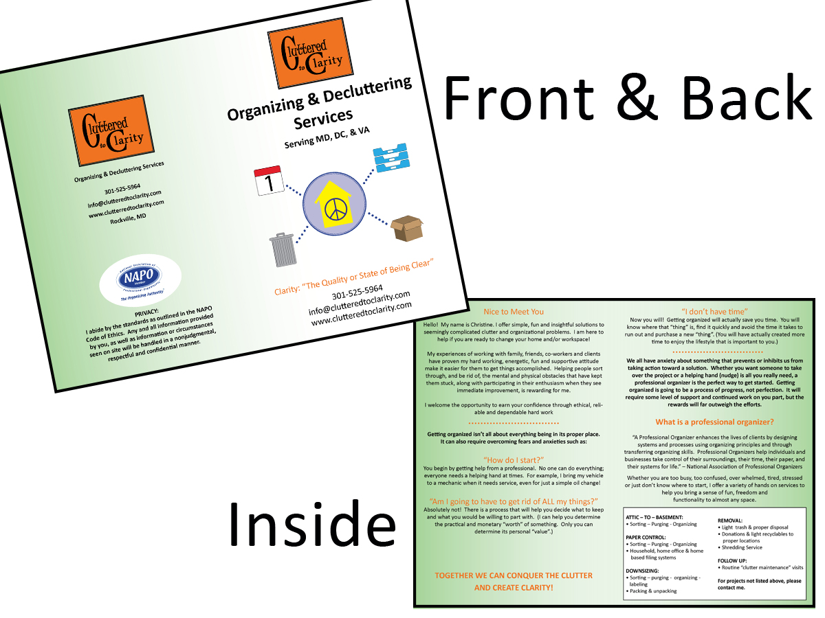 Brochure Design by HeyAyeJ for Cluttered to Clarity | Design #5328386