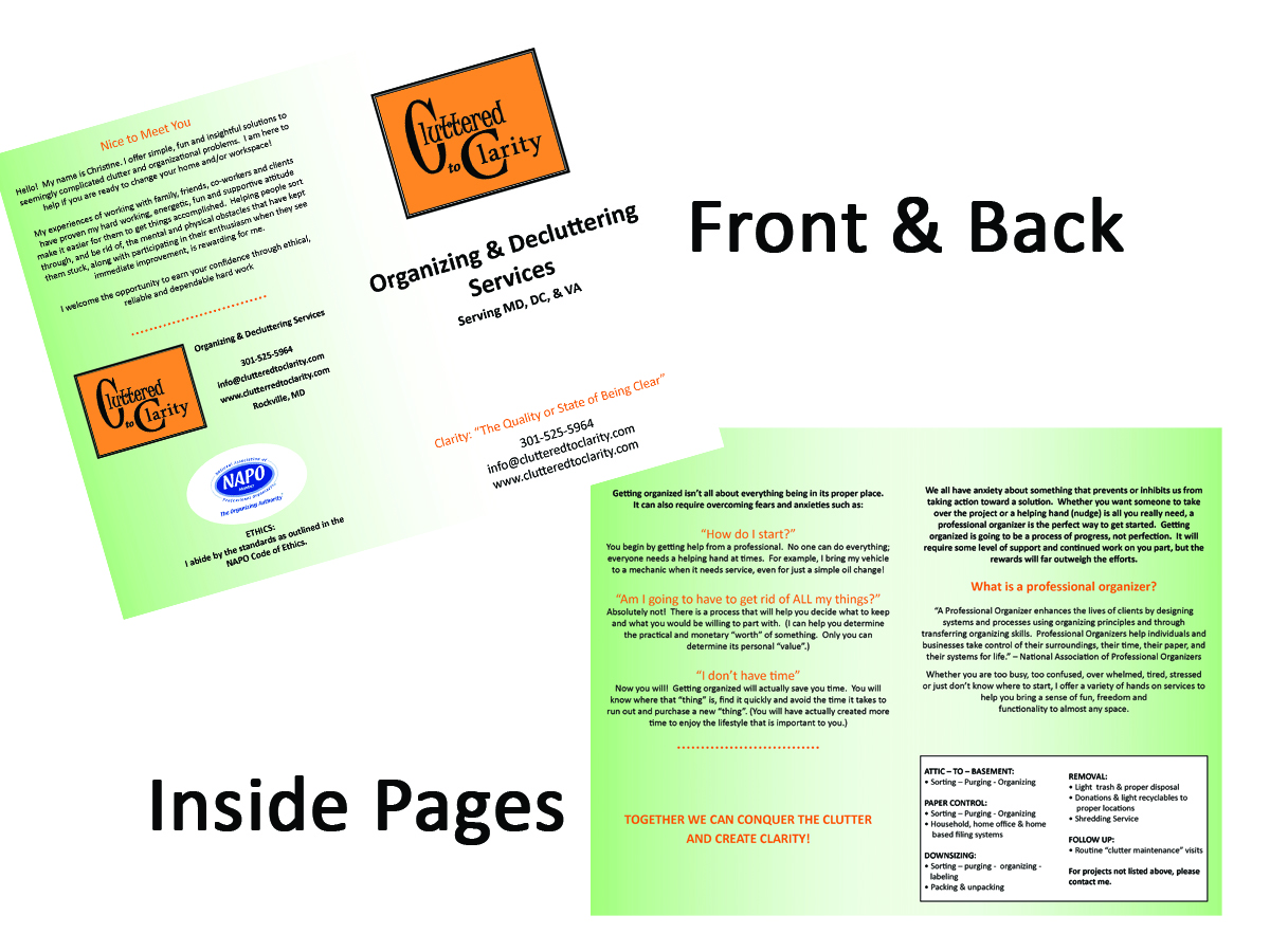 Brochure Design by HeyAyeJ for Cluttered to Clarity | Design #5334837