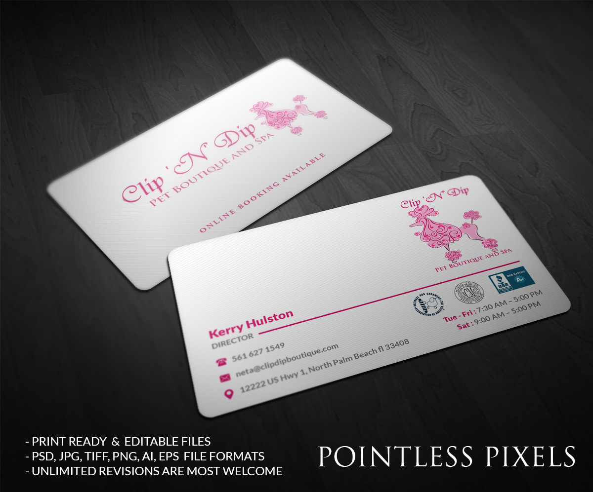 Business Card Design by Pointless Pixels India for clip n dip | Design #5307160