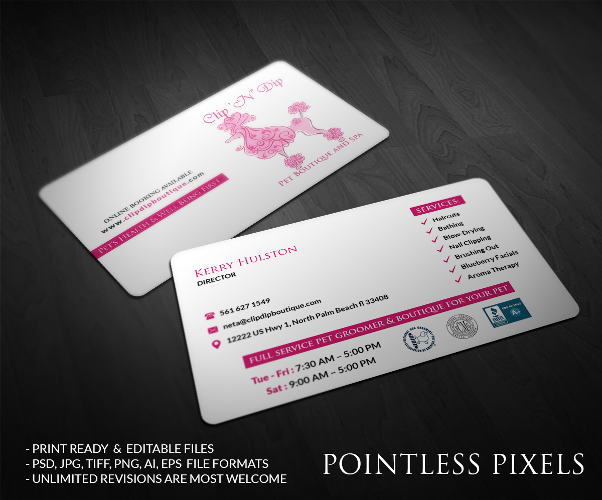 Visitenkarten-Design von Pointless Pixels India für clip n dip | Design #5307326