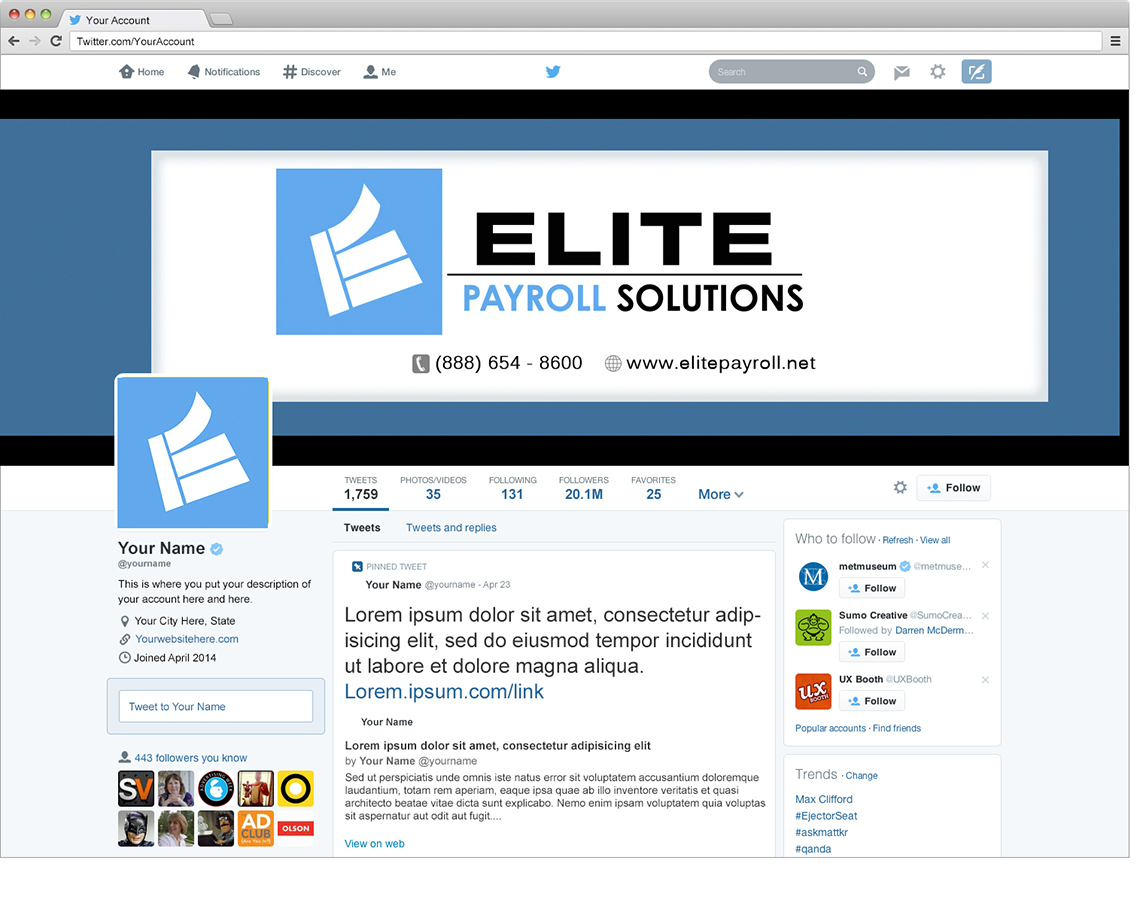 Twitter Design by creativestorm for Elite Payroll Solutions | Design #5314197