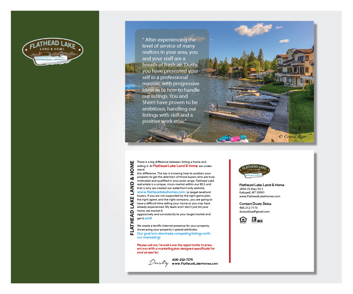 Postcard Design by rpunsL for Flathead Lake Land & Home | Design #5358264