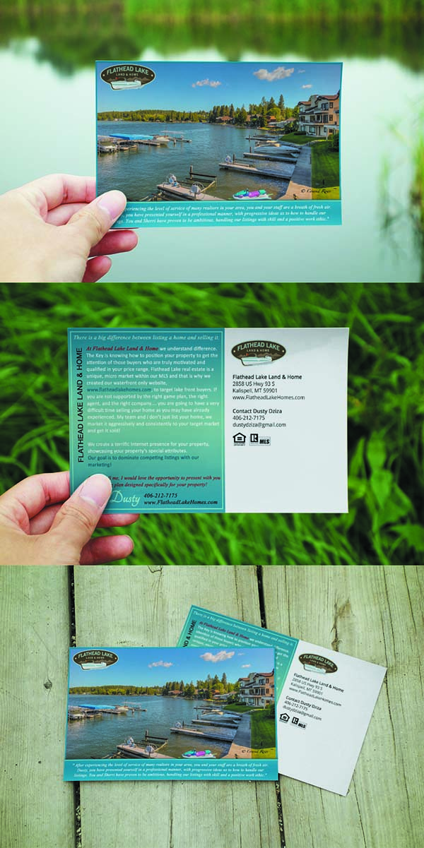 Design de Carte Postale par maricreatives pour Flathead Lake Land & Home | Design #5334590