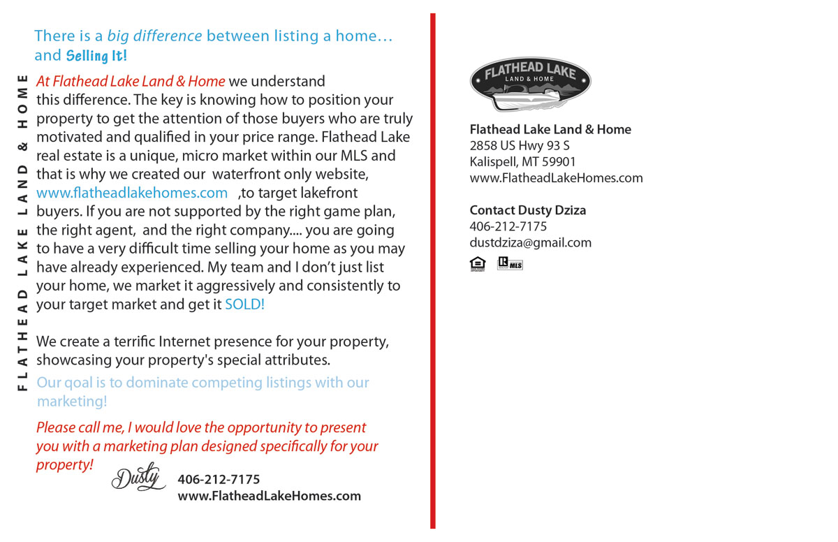 Postcard Design by Hania.tarabishy for Flathead Lake Land & Home | Design #5413387