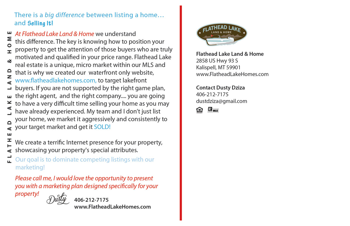 Postcard Design by Hania.tarabishy for Flathead Lake Land & Home | Design #5421048