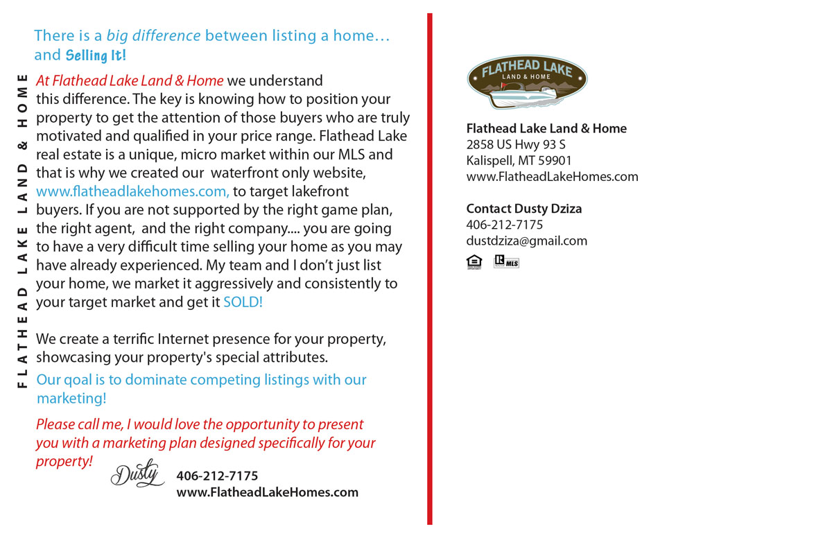 Postcard Design by Hania.tarabishy for Flathead Lake Land & Home | Design #5421198