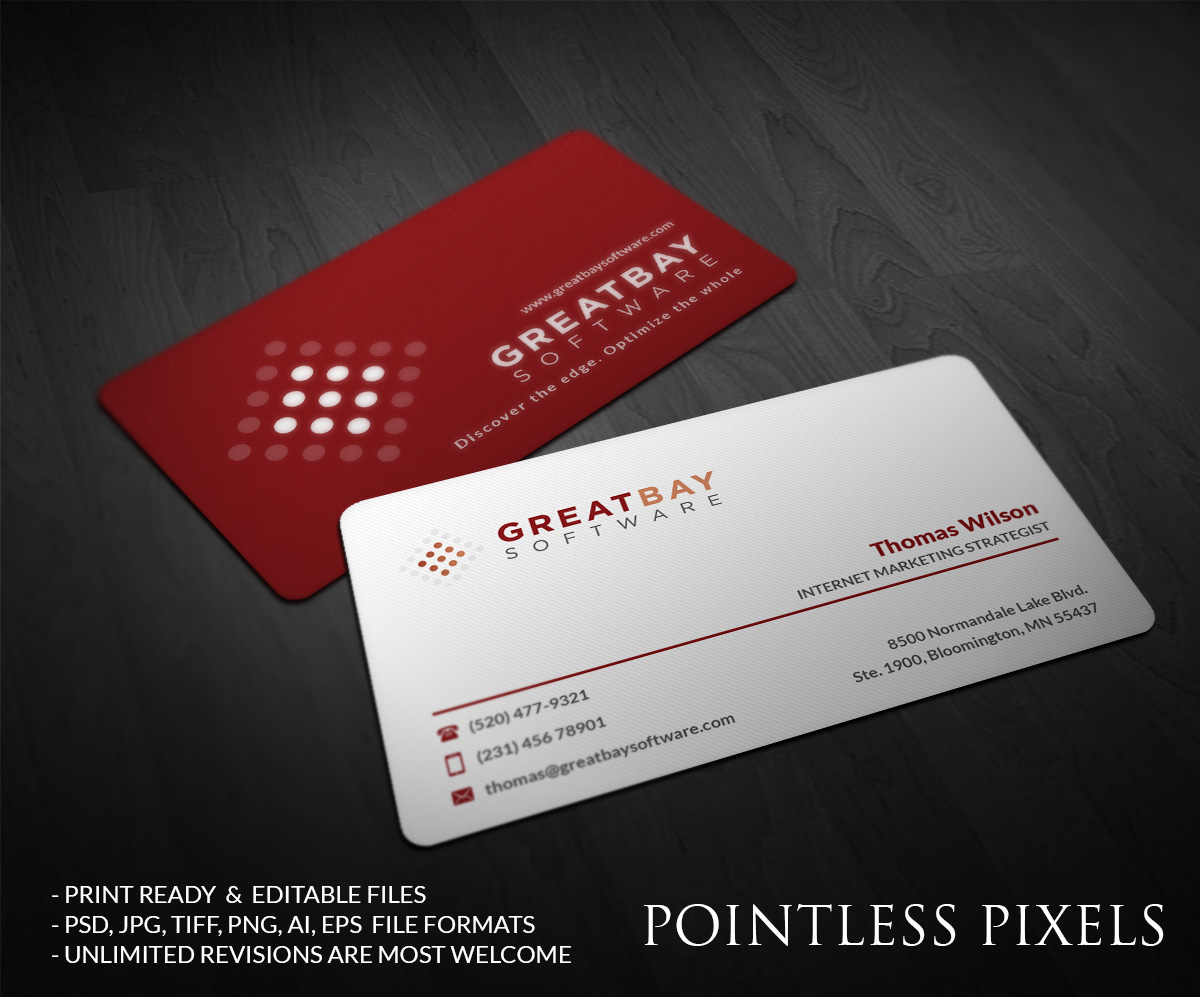 Business Card Design by Pointless Pixels India for Great Bay Software | Design #5326928
