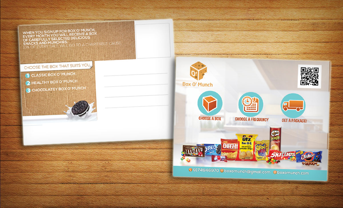 Postcard Design by alessandroevge for Box O'' Munch | Design #5316930