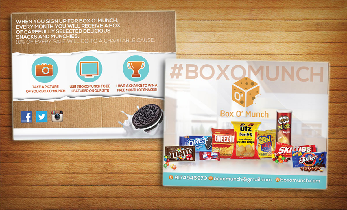 Postcard Design by alessandroevge for Box O'' Munch | Design #5332259