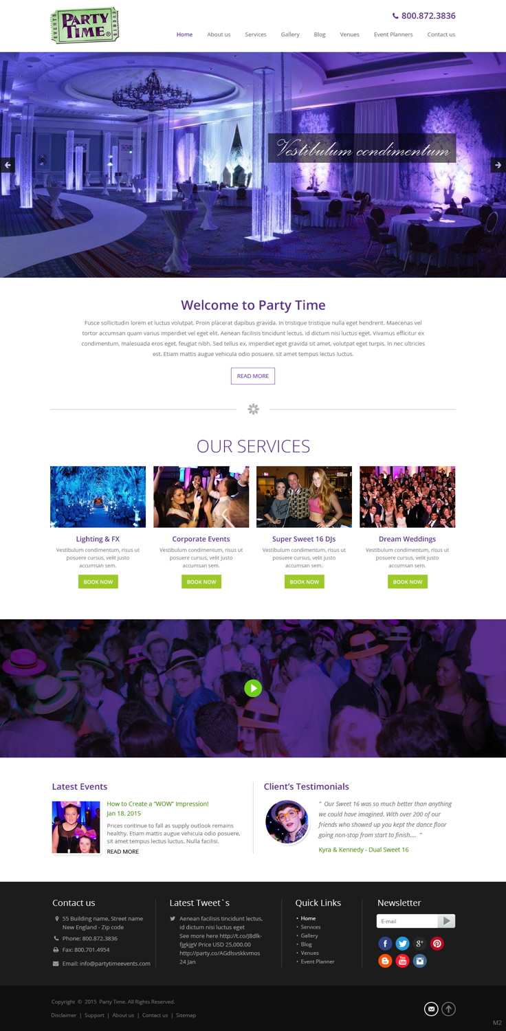 Wordpress Design by pb for Party Time Events | Design #5344971